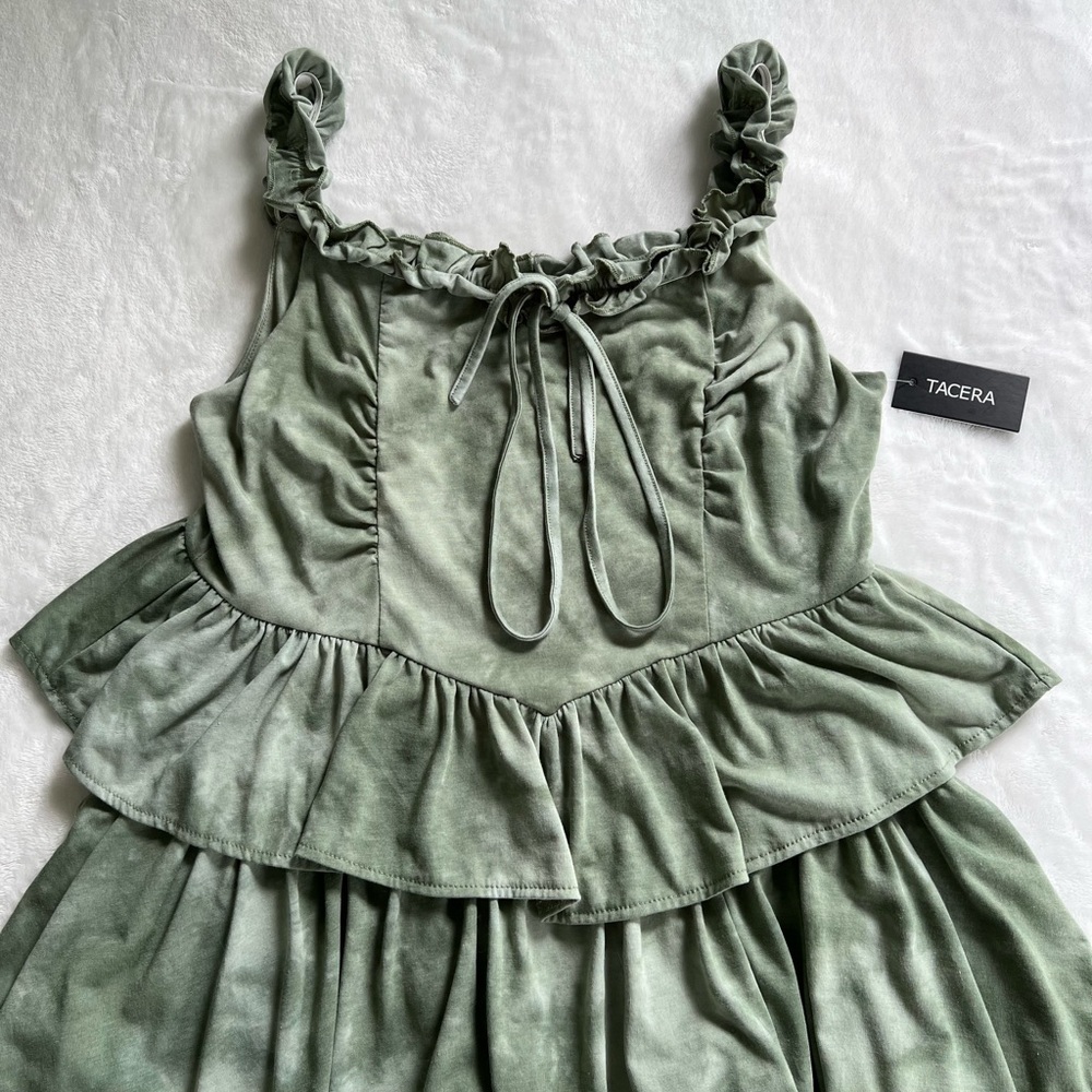 Tacera Tie-dye Layered Ruffle Dress